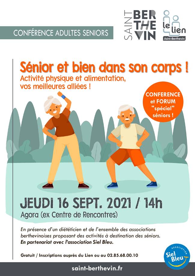 Conférence Forum "Sénior et bien dans son corps" le jeudi 16 septembre prochain à 14h à l'Agora