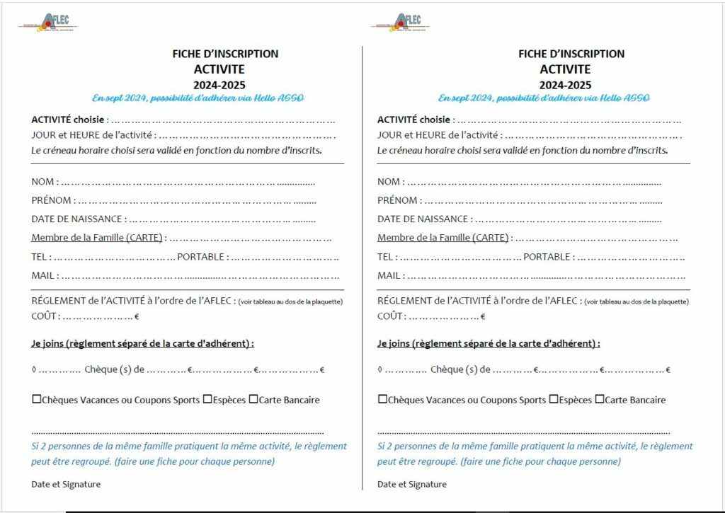 Fiches inscriptions activitées en double 2024-2025