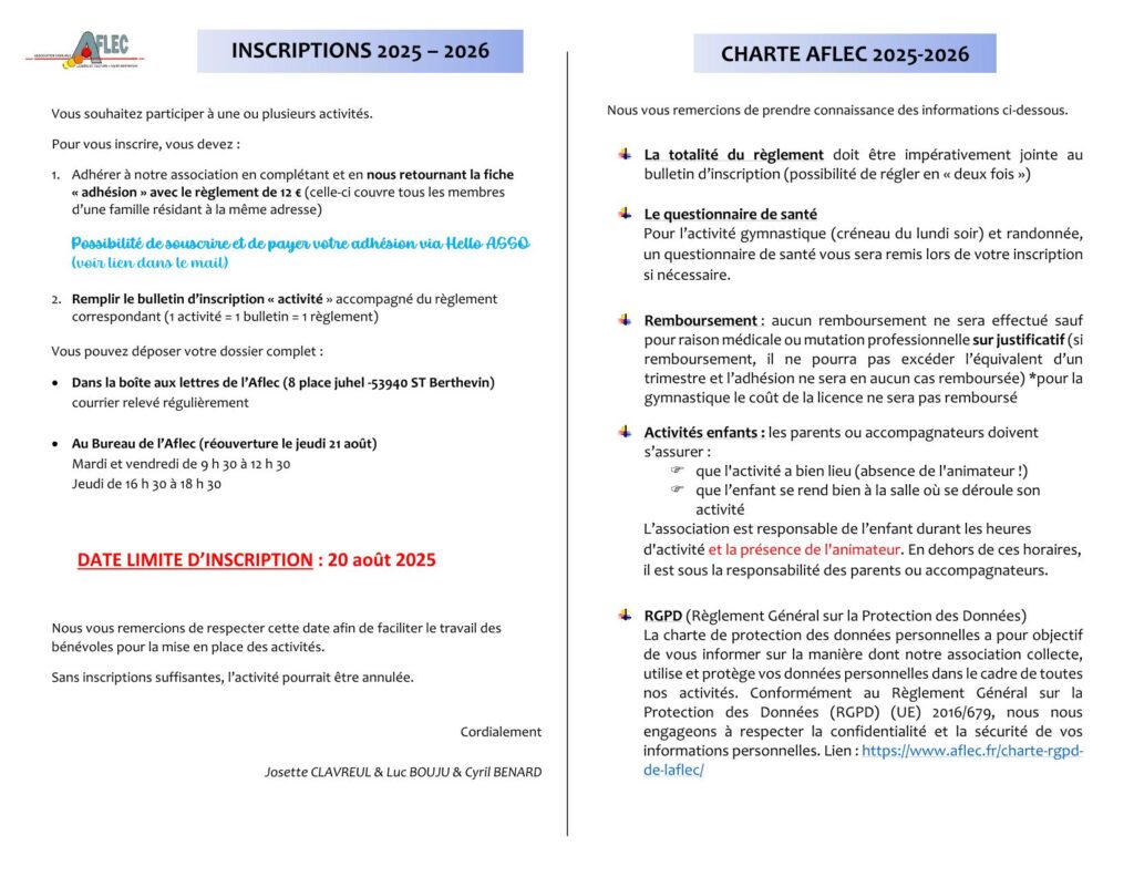 Charte inscription 2025-2026